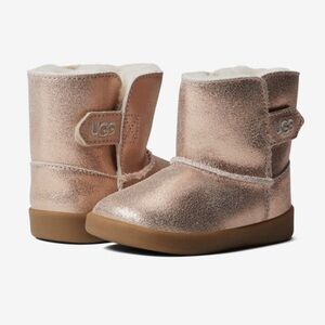 UGG Keelan Glitter Gold  Suede Leather Shearling Toddler  Boots 7